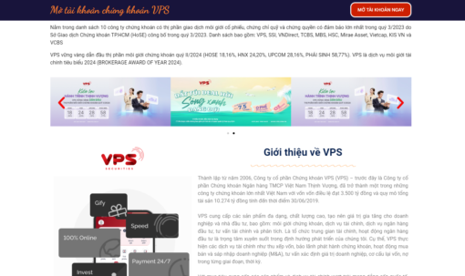 Landing Page tiếp thị chứng khoán VPS