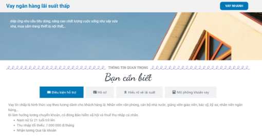 Landing Page cho vay lãi suất thấp
